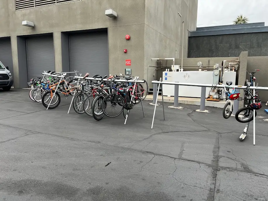 Bikes on racks for an event