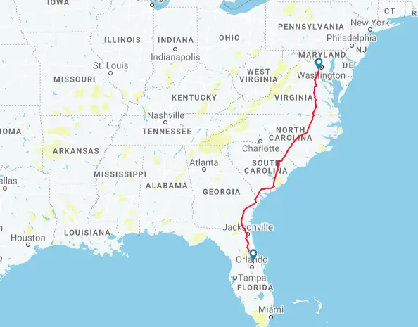 Amtrak Auto Train Map